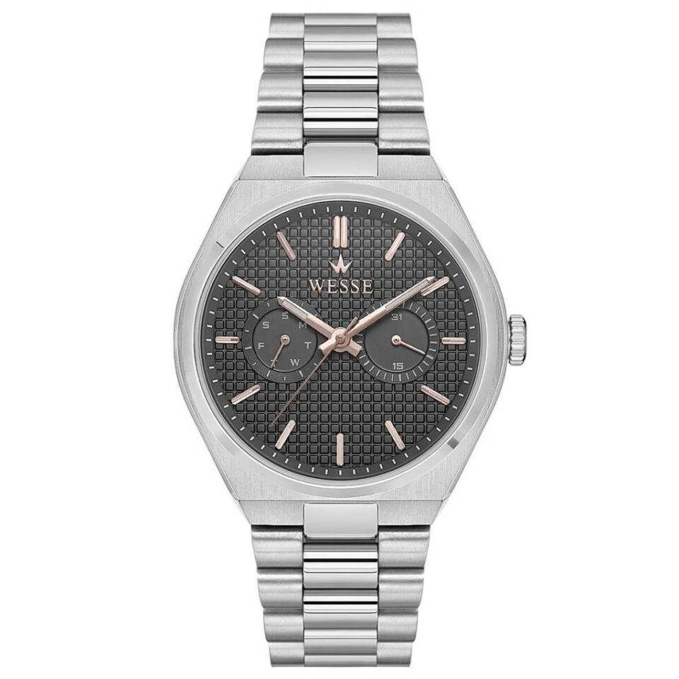 Wesse WWG209601 Quartz Çelik Gri Siyah Kadran 42 mm Erkek Kol Saati