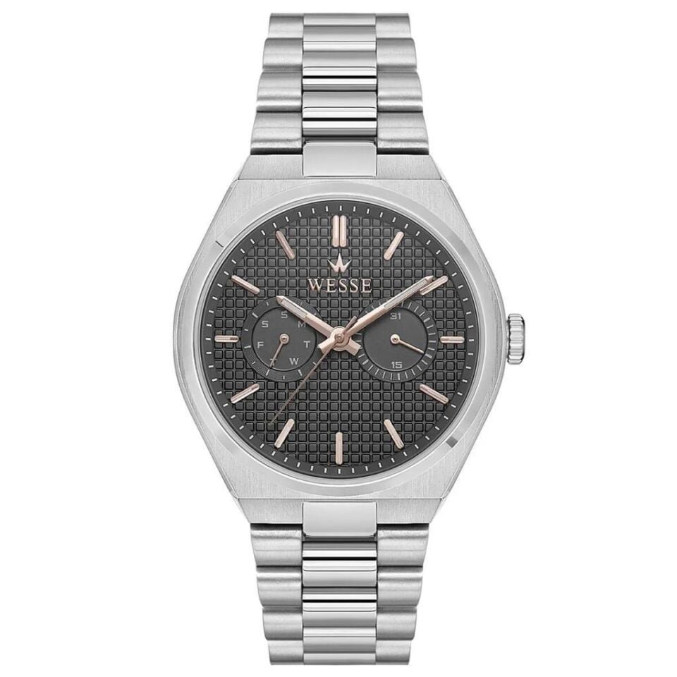 Wesse WWG209601 Quartz Çelik Gri Siyah Kadran 42 mm Erkek Kol Saati