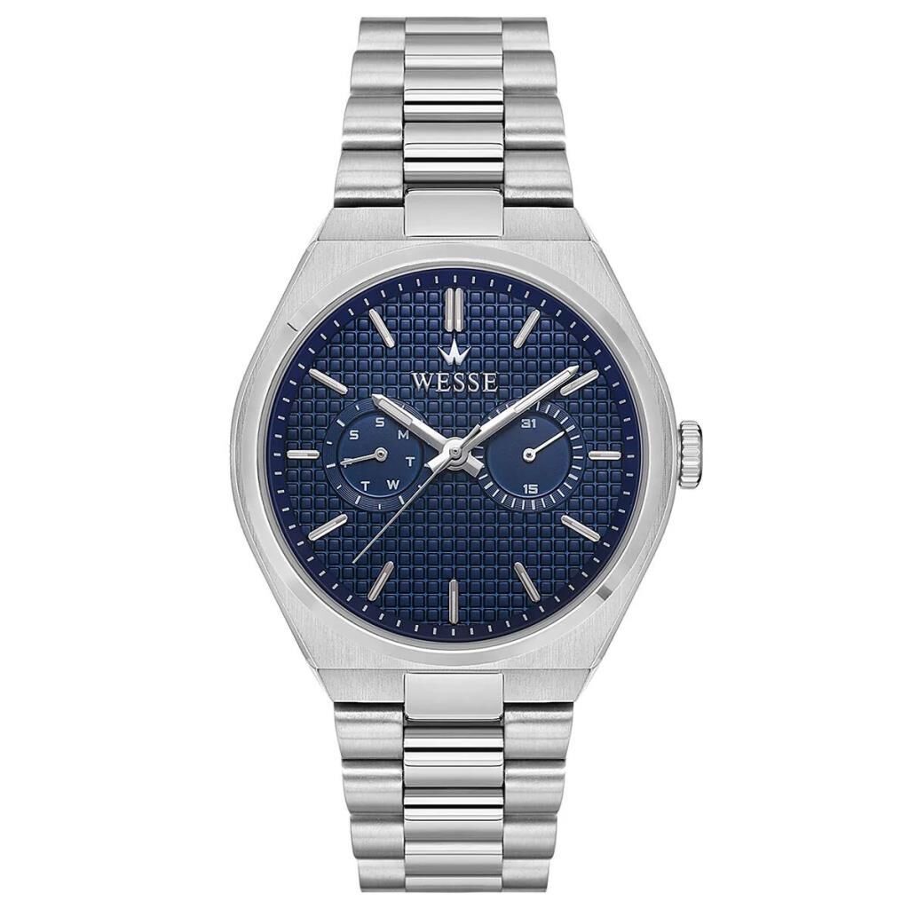 Wesse WWG209603 Quartz Çelik Gri Mavi Kadran 42 mm Erkek Kol Saati