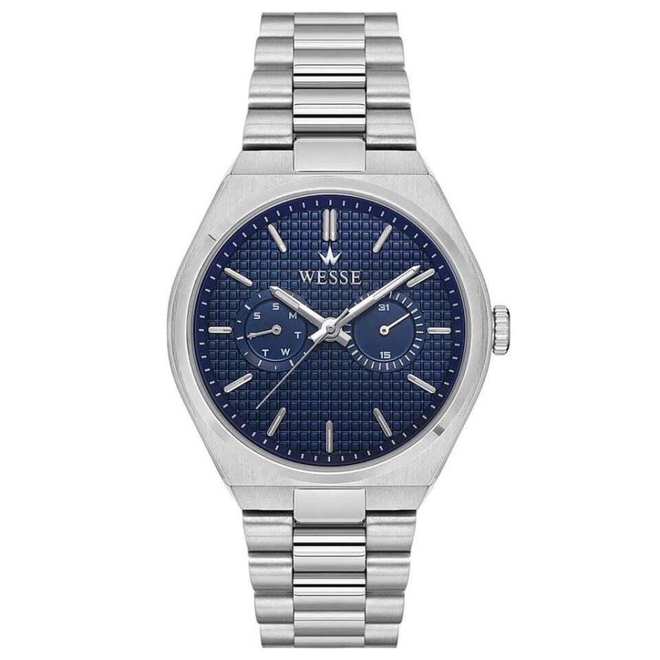 Wesse WWG209603 Quartz Çelik Gri Mavi Kadran 42 mm Erkek Kol Saati
