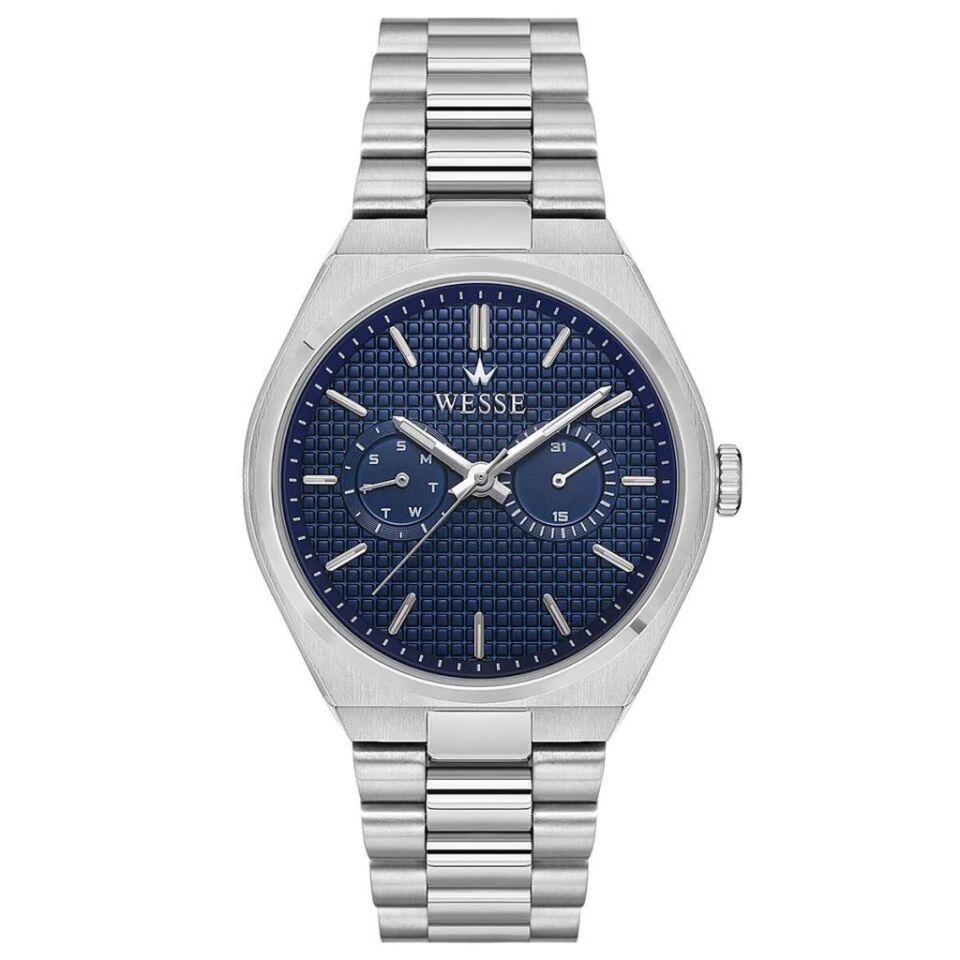 Wesse WWG209603 Quartz Çelik Gri Mavi Kadran 42 mm Erkek Kol Saati