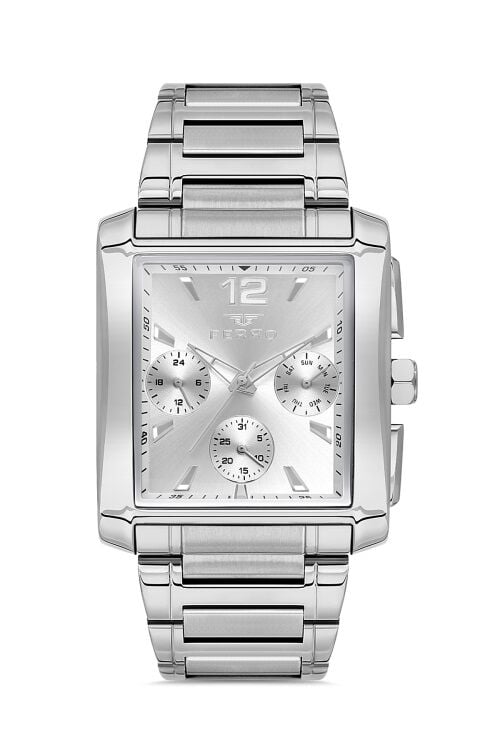 Ferro Gümüş Çelik Kordon Erkek Kol Saati FM11465AWT-A Fonksiyonları Aktif 3ATM Su Geçirmez