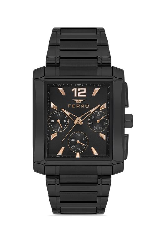 Ferro Siyah Çelik Kordon Erkek Kol Saati FM11465AWT-G Fonksiyonları Aktif 3ATM Su Geçirmez