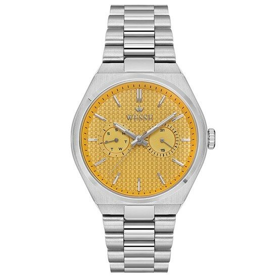 Wesse WWG209605 Quartz Çelik Gri Sarı Kadran 42 mm Erkek Kol Saati