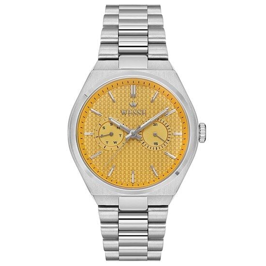 Wesse WWG209605 Quartz Çelik Gri Sarı Kadran 42 mm Erkek Kol Saati