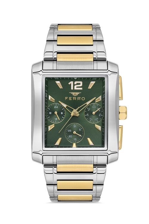 Ferro Sarı ve Gümüş Çelik Kordon Erkek Kol Saati FM11465AWT-D6 Fonksiyonları Aktif 3ATM Su Geçirmez