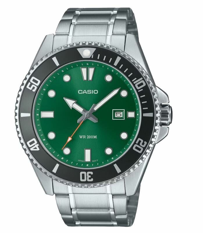 Casio MDV-107D-3A2VDF Quartz Çelik Gri 20 ATM Yeşil Kadran 46 mm Erkek Kol Saati