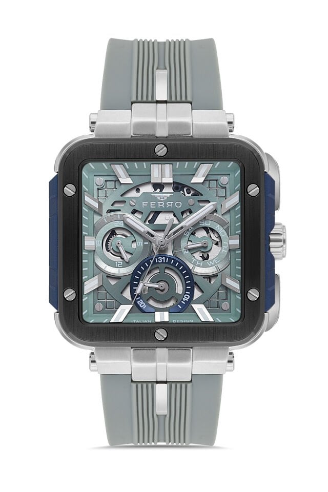 Ferro Gri Silikon Kordon Erkek Kol Saati FM11572DWT-ZT2 Fonksiyonları Aktif 3 ATM Su Geçirmez