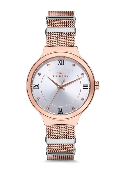 Ferro 33 mm Rose ve Gümüş Hasır Kordon Kadın Kol Saati F21070C-1135-C F21070C-1135-C
