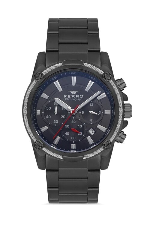 Ferro FM31300A-V Quartz Çelik Siyah 44 mm Erkek Kol Saati