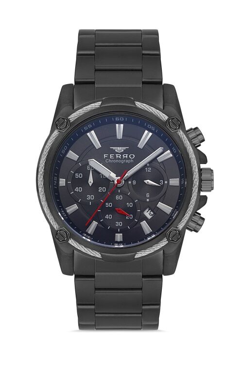 Ferro FM31300A-V Quartz Çelik Siyah 44 mm Erkek Kol Saati