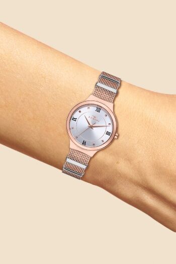 Ferro 33 mm Rose ve Gümüş Hasır Kordon Kadın Kol Saati F21070C-1135-C F21070C-1135-C