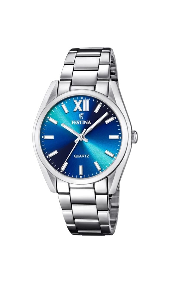 Festina F20622/I Quartz Çelik Gri Mavi Kadran 37 mm Kadın Kol Saati