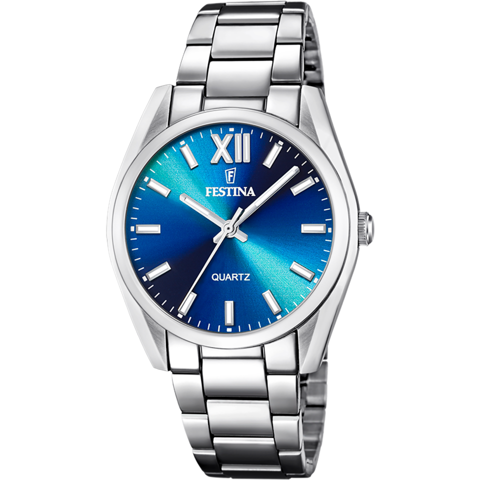 Festina F20622/I Quartz Çelik Gri Mavi Kadran 37 mm Kadın Kol Saati