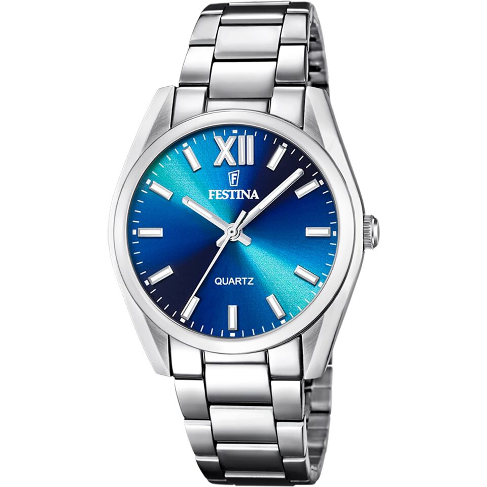Festina F20622/I Quartz Çelik Gri Mavi Kadran 37 mm Kadın Kol Saati