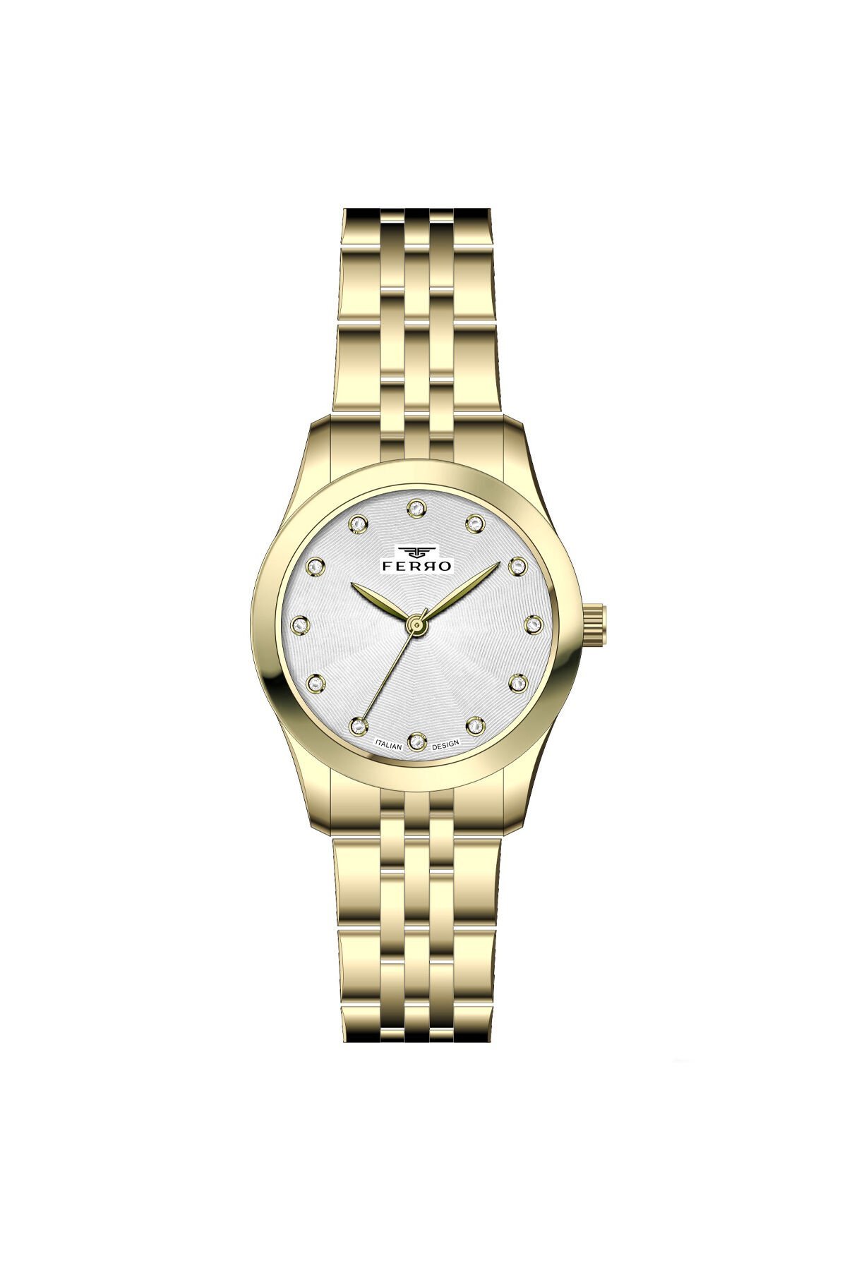 Ferro Sarı Çelik Kordon Kadın Kol Saati FL21770AWT-B 3ATM Su Geçirmez 2 Yıl Garantili HediyePaketli