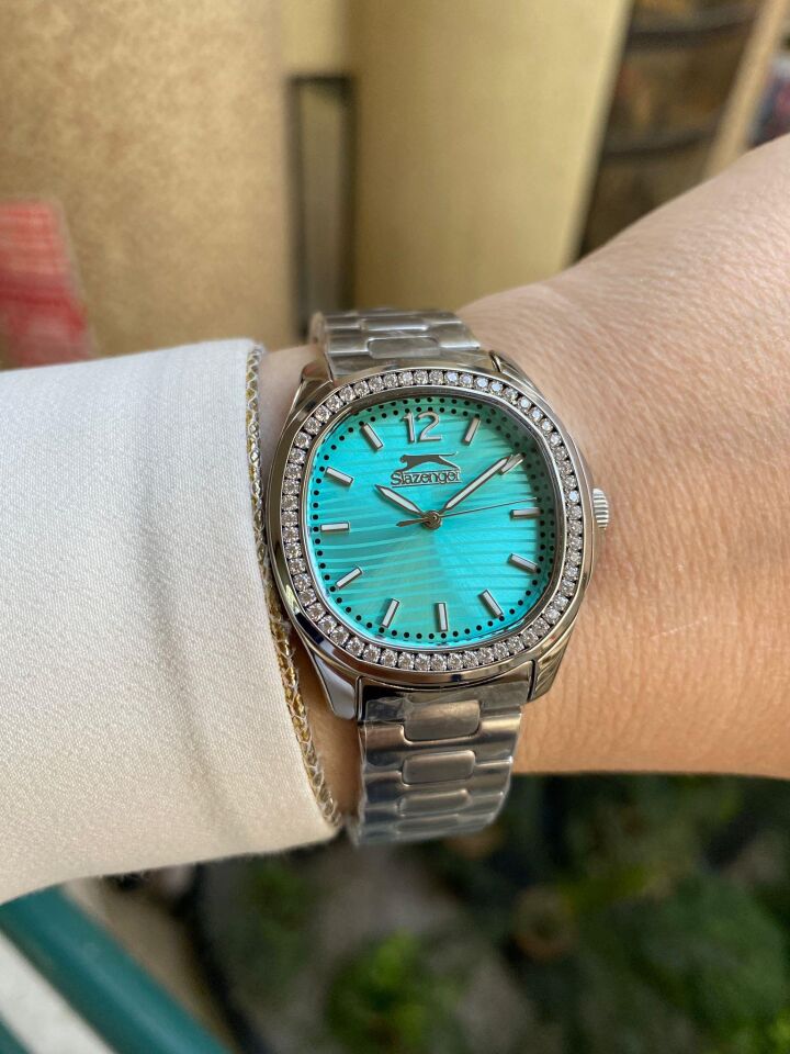 Slazenger SL.09.2238.3.07 Quartz Çelik Gri Mavi Kadran 34 mm Kadın Kol Saati