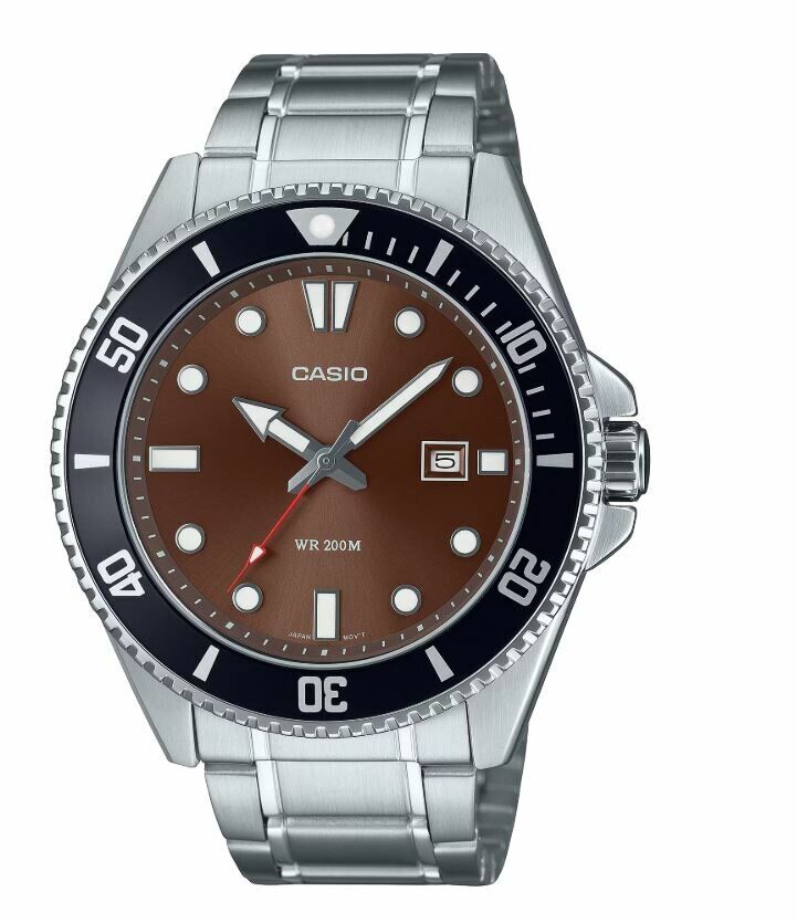 Casio MDV-107D-5AVDF Quartz Çelik Gri Kahverengi Kadran 20 ATM 46 mm Erkek Kol Saati