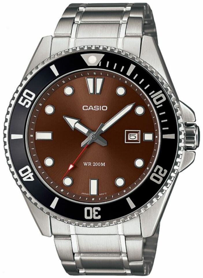 Casio MDV-107D-5AVDF Quartz Çelik Gri Kahverengi Kadran 20 ATM 46 mm Erkek Kol Saati