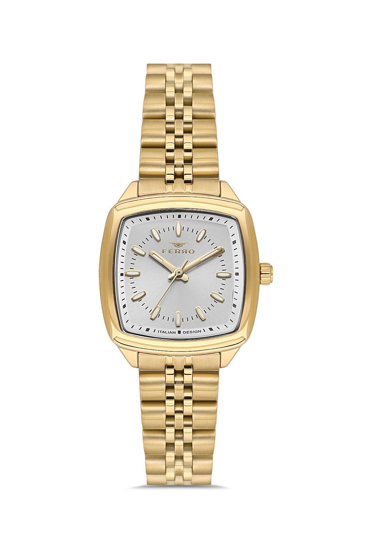 Ferro Sarı Çelik Kordon Kadın Kol Saati FL21644AWT-B 3ATM Su Geçirmez 2 Yıl Garantili HediyePaketli