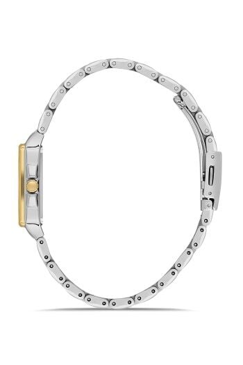 Ferro Quartz Çelik Altın/Gri Siyah Kadran 28 mm Kadın Kol Saati