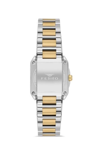 Ferro Quartz Çelik Altın/Gri Siyah Kadran 28 mm Kadın Kol Saati