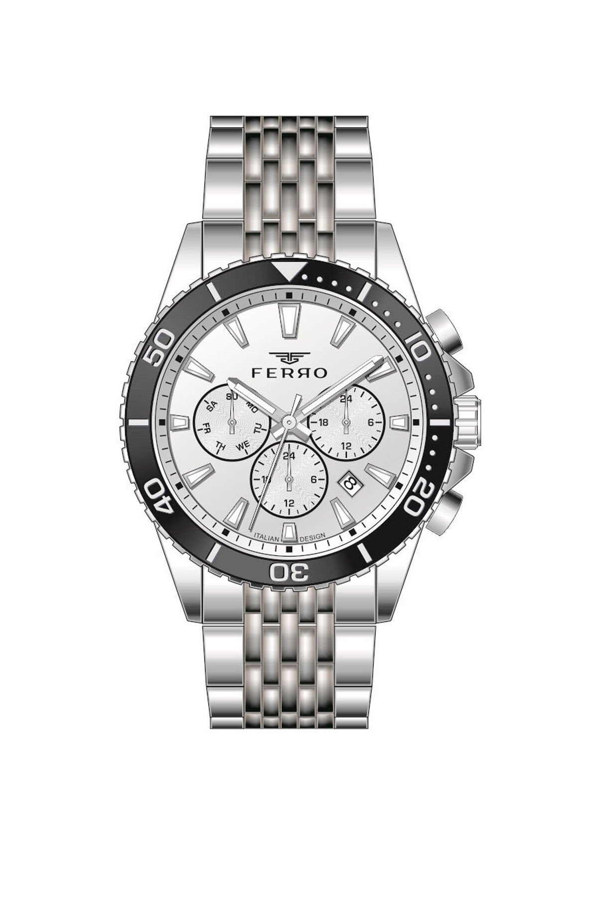 Ferro Gümüş Çelik Kordon Erkek Kol Saati FM11751AWT-A Fonksiyonları Aktif 3 ATM Su Geçirmez