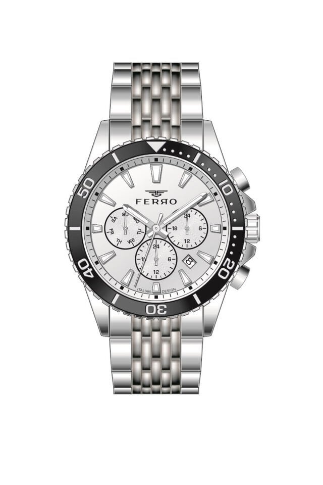 Ferro Gümüş Çelik Kordon Erkek Kol Saati FM11751AWT-A Fonksiyonları Aktif 3 ATM Su Geçirmez