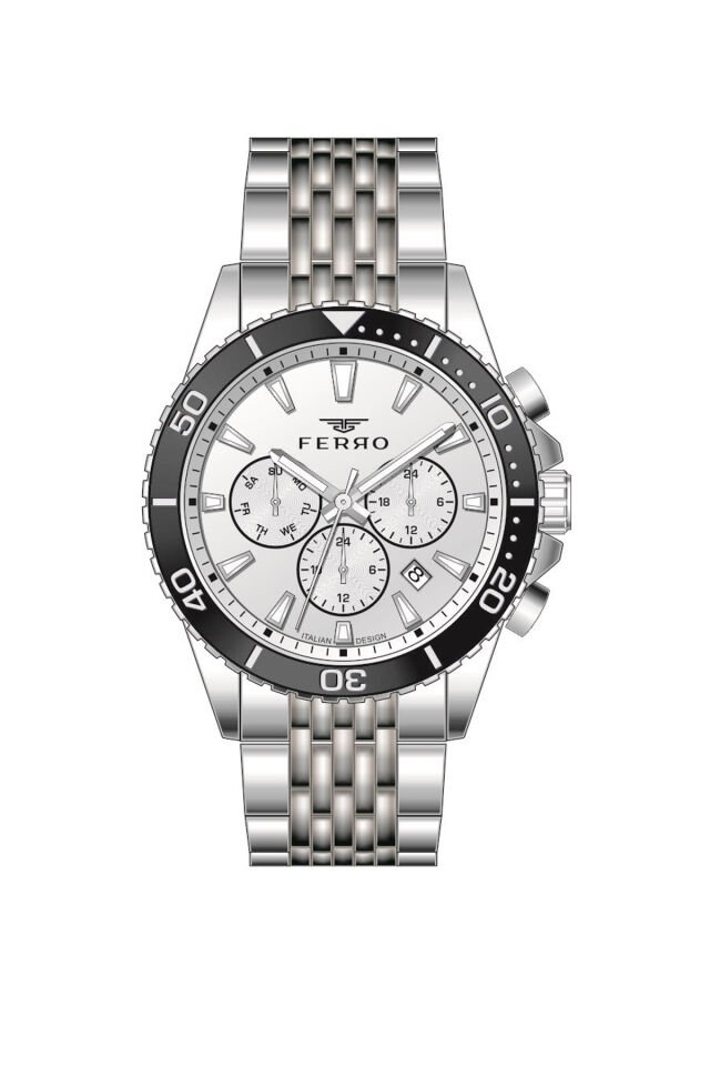 Ferro Gümüş Çelik Kordon Erkek Kol Saati FM11751AWT-A Fonksiyonları Aktif 3 ATM Su Geçirmez