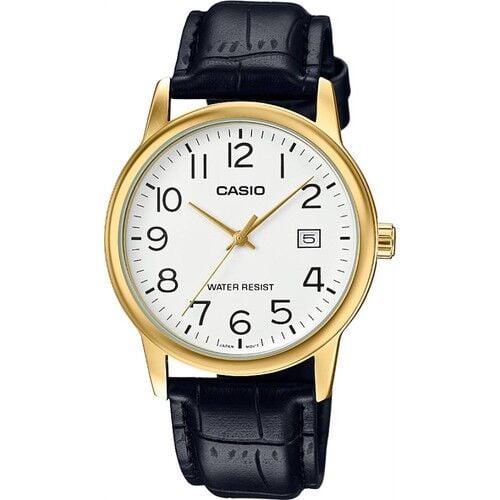 Casio MTP-V002GL-7B2UDF Quartz Deri Siyah Beyaz Kadran 37 mm Erkek Kol Saati