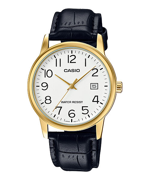 Casio MTP-V002GL-7B2UDF Quartz Deri Siyah Beyaz Kadran 37 mm Erkek Kol Saati