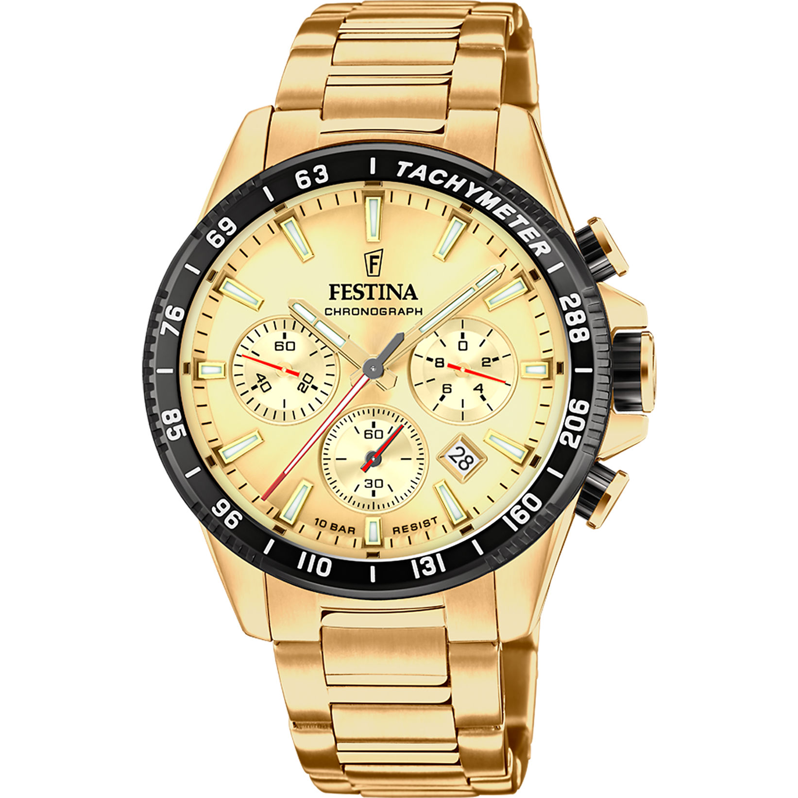 Festina F20634/6 Quartz Çelik Altın Rengi 10 ATM 45 mm Erkek Kol Saati