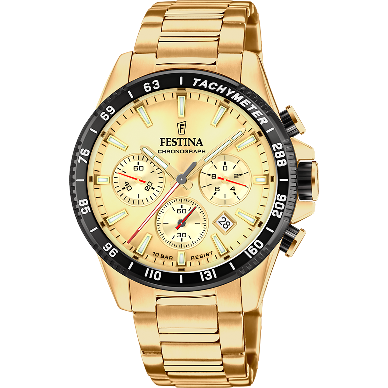 Festina F20634/6 Quartz Çelik Altın Rengi 10 ATM 45 mm Erkek Kol Saati