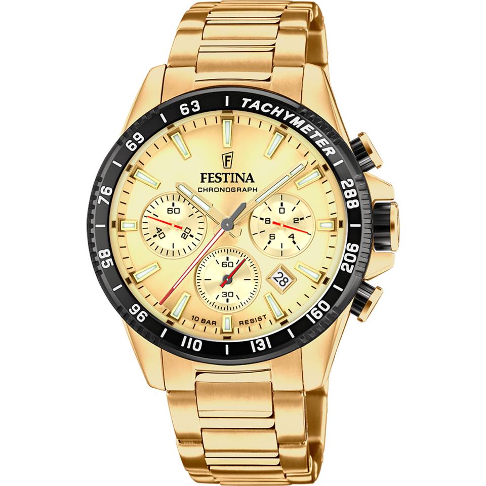 Festina F20634/6 Quartz Çelik Altın Rengi 10 ATM 45 mm Erkek Kol Saati