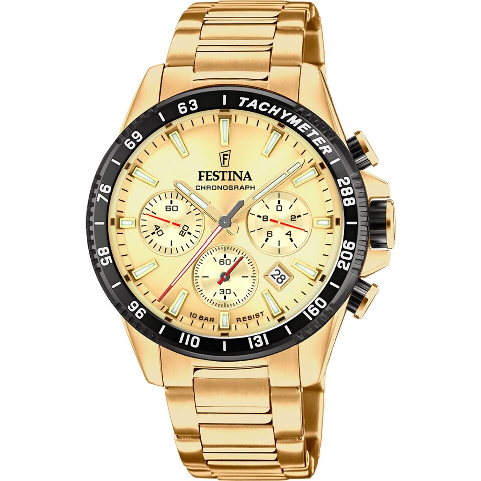 Festina F20634/6 Quartz Çelik Altın Rengi 10 ATM 45 mm Erkek Kol Saati