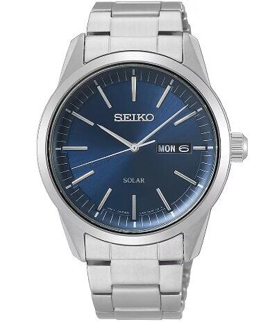 Seiko SNE525P1 Solar Çelik Gri Lacivert Kadran 10 ATM 40 mm Erkek Kol Saati