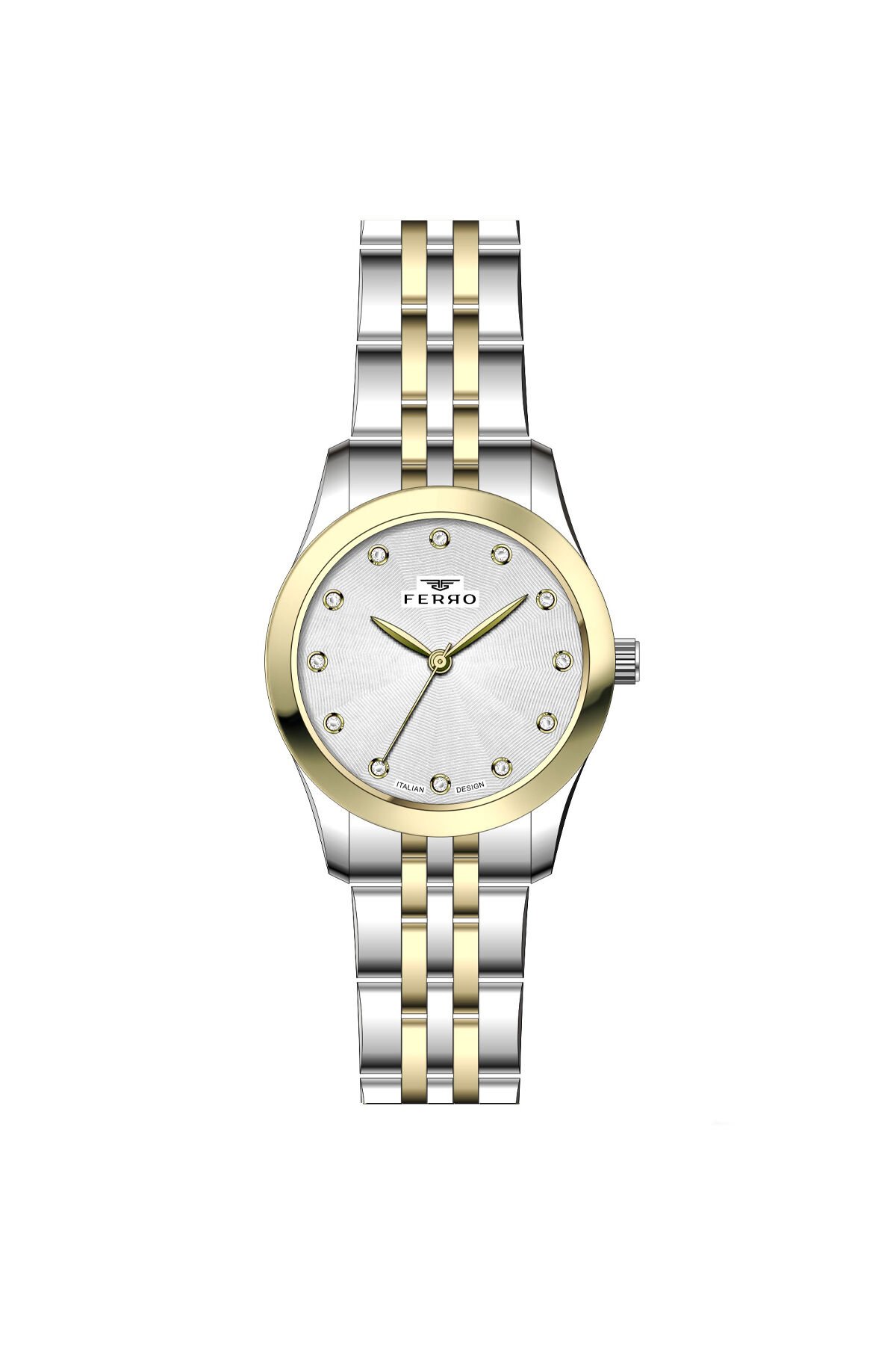 Ferro Sarı ve Gümüş Çelik Kordon Kadın Kol Saati FL21770AWT-D 3ATM Su Geçirmez 2 Yıl Garantili