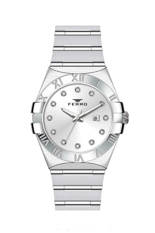 Ferro Gümüş Çelik Kordon Kadın Kol Saati FL21472A-A 3ATM Su Geçirmez 2 Yıl Garantili HediyePaketli