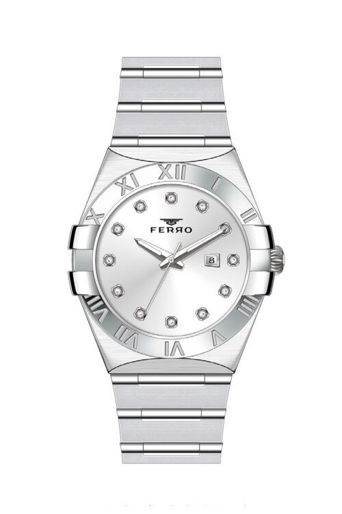 Ferro Gümüş Çelik Kordon Kadın Kol Saati FL21472A-A 3ATM Su Geçirmez 2 Yıl Garantili HediyePaketli