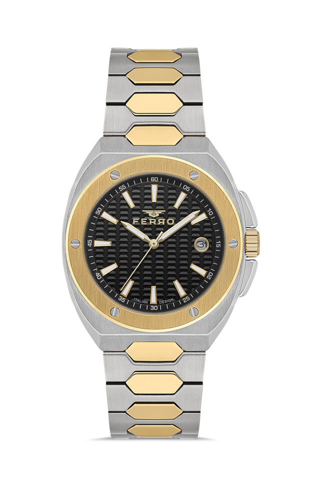 Ferro FM40160A-D Quartz Çelik Sarı-Gri 42 mm Erkek Kol Saati