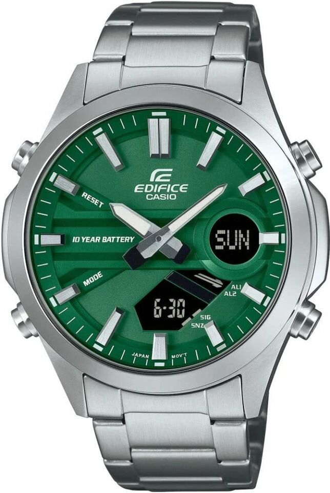 Casio EFV-C120D-3ADF Edifice Quartz Çelik Gri Yeşil Kadran 10 ATM 46 mm Erkek Kol Saati
