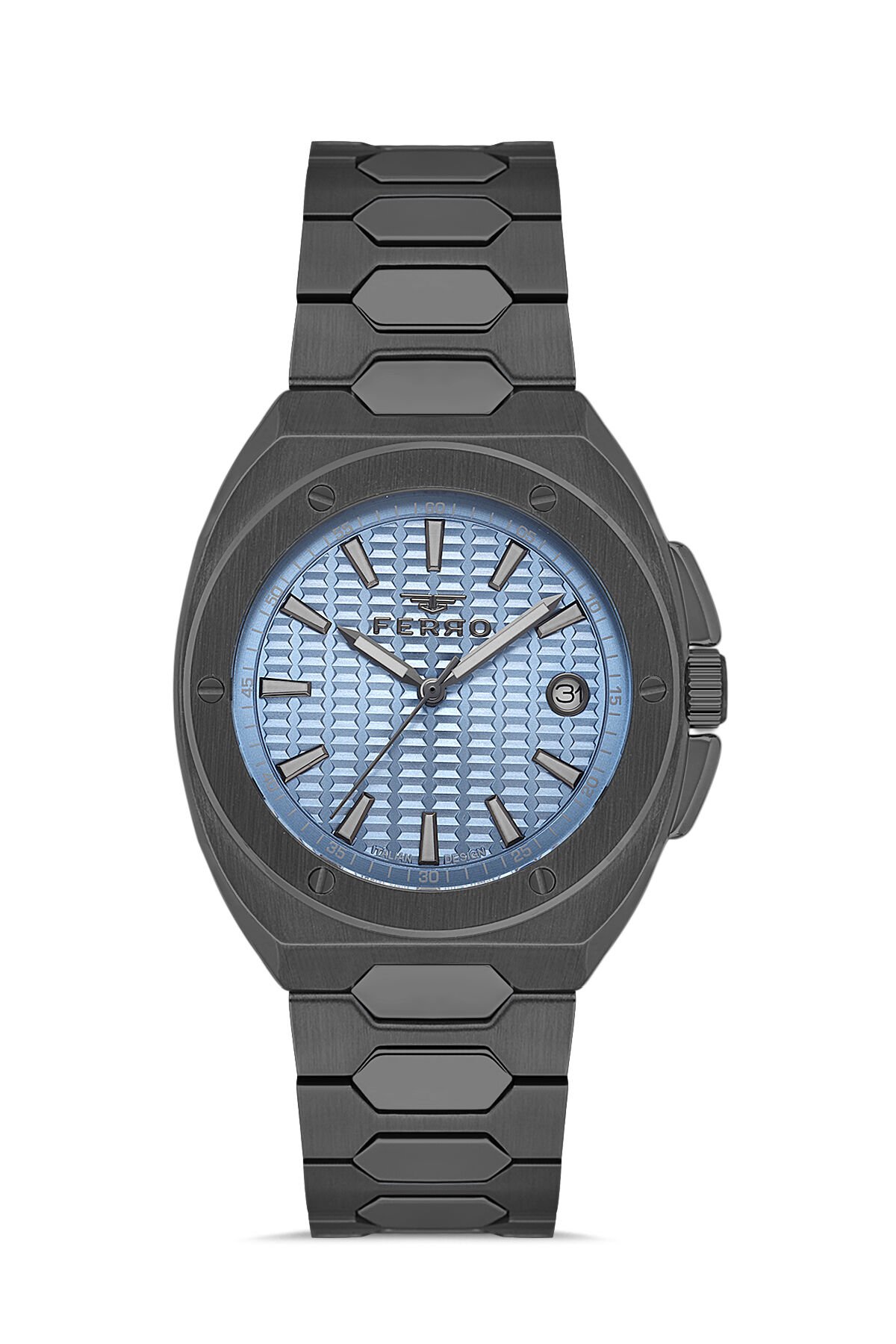 Ferro Siyah Çelik Kordon Erkek Kol Saati FM40160A-V3 Tüm Fonksiyonlar Aktif 3 ATM Su Geçirmez