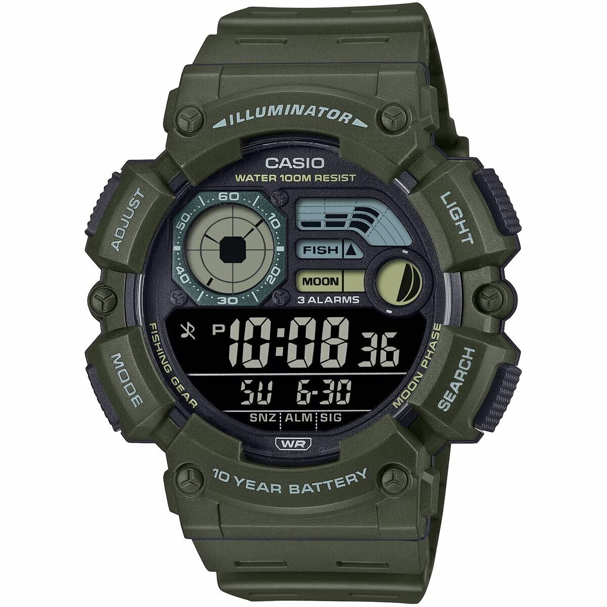 Casio WS-1500H-3BVDF Quartz Dijital Silikon Yeşil 10 ATM 50 mm Erkek Kol Saati