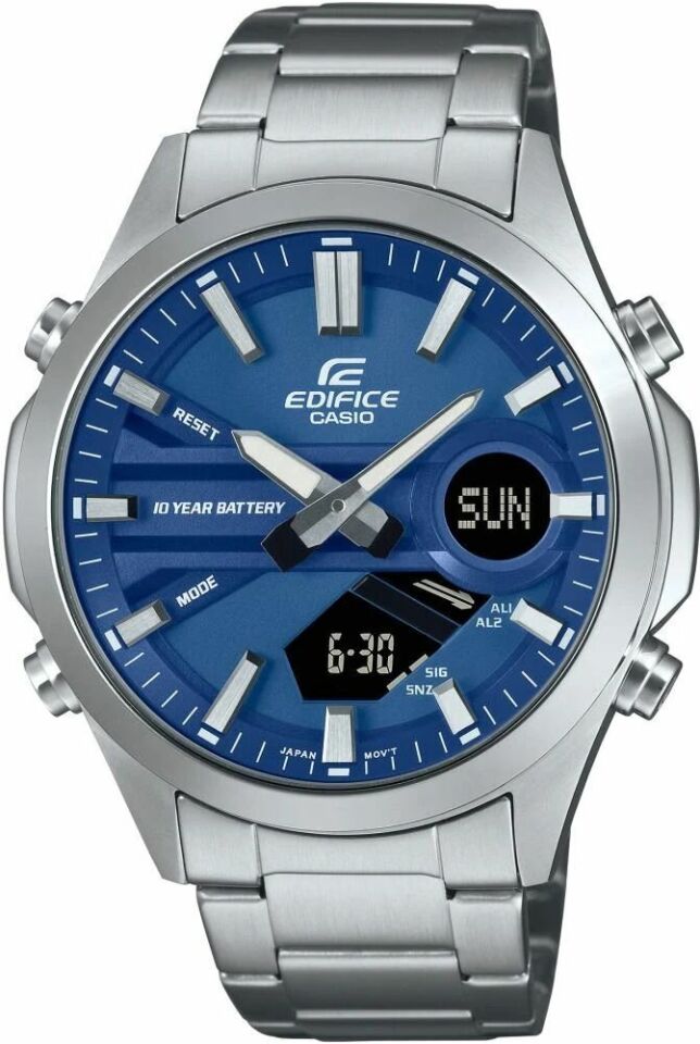 Casio EFV-C120D-2ADF Quartz Çelik Gri Mavi Kadran 46 mm Erkek Kol Saati