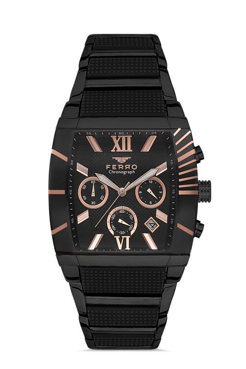 Ferro Quartz Silikon Kaplı Çelik Siyah 40 mm Erkek Kol Saati