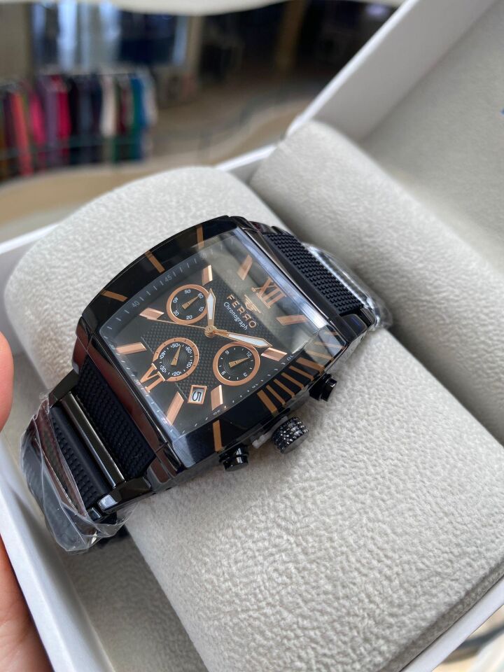 Ferro Quartz Silikon Kaplı Çelik Siyah 40 mm Erkek Kol Saati