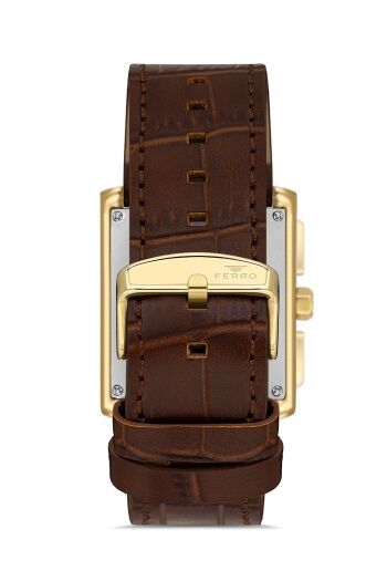 Ferro FM11465BWT-O Kahverengi Deri Kordon 38 mm Erkek Kol Saati