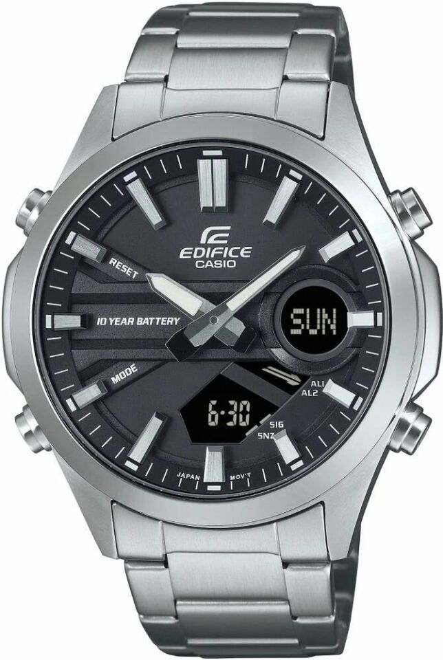 Casio EFV-C120D-1ADF Edifice Quatz Çelik Gri 10 ATM Siyah Kadran 46 mm Erkek Kol Saati