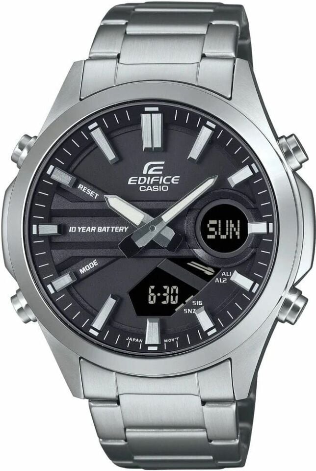 Casio EFV-C120D-1ADF Edifice Quatz Çelik Gri 10 ATM Siyah Kadran 46 mm Erkek Kol Saati