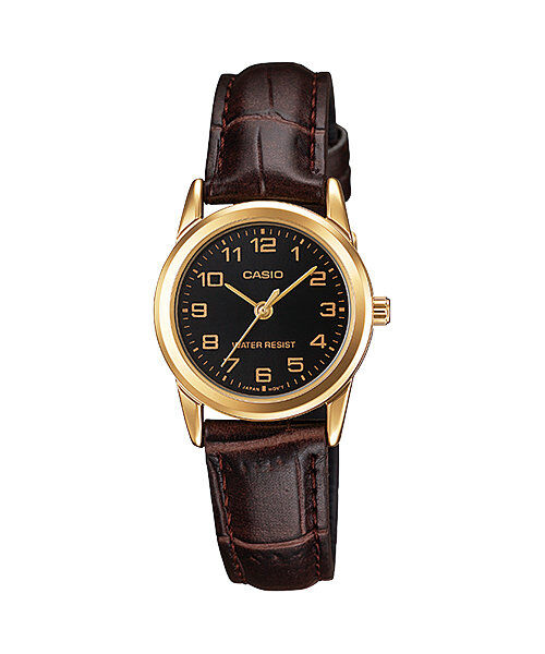 Casio LTP-V001GL-1BUDF Quartz Deri Kahverengi Siyah Kadran 25 mm Kadın Kol Saati